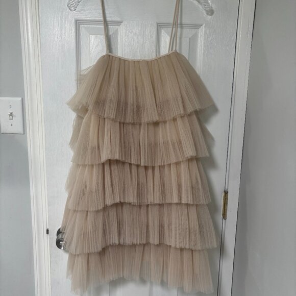 Anthropologie Maeve Strappy Tiered Tulle Mini Dress Medium - Picture 6 of 11